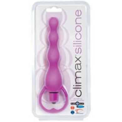 Climax Silicone Vib Anal Beads Purple - Click Image to Close