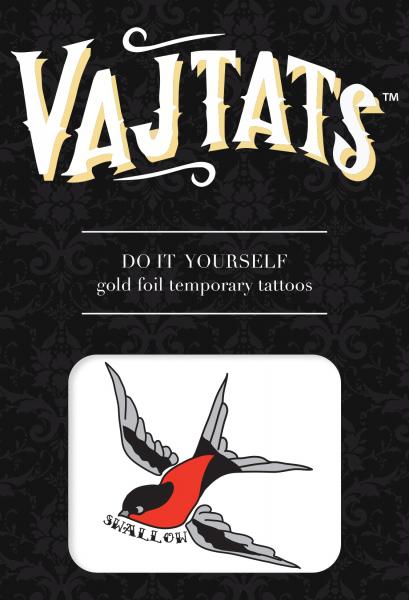 Gold Foil Tattoo Swallow - Click Image to Close