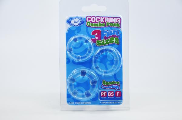 Cloud 9 Cockring Combo Beaded Clear - Click Image to Close