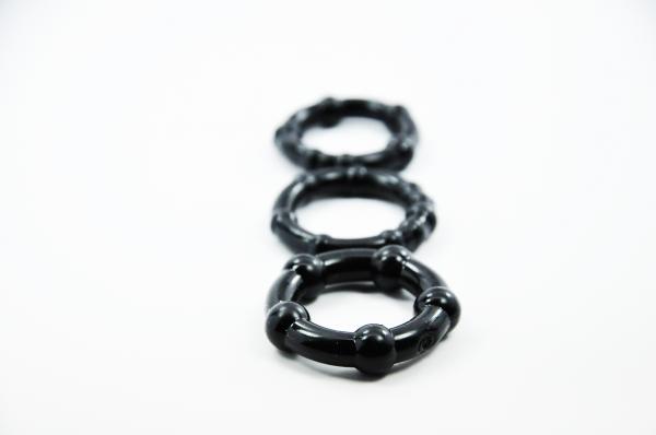 Cloud 9 Cock Ring Combo Beaded Black - Click Image to Close