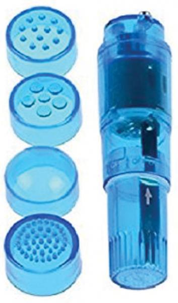 Cloud 9 Mini Massager Pocket Rocket Blue 4 Attachments Bulk - Click Image to Close
