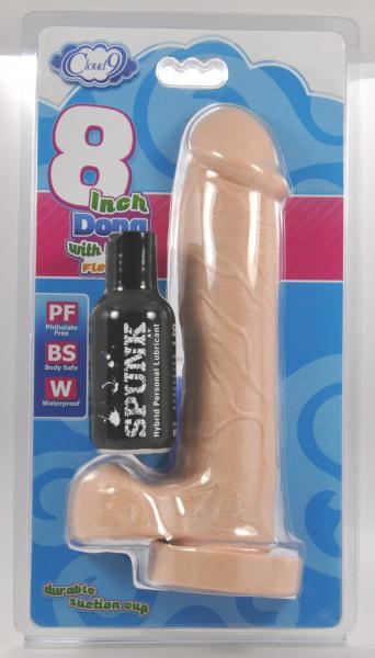 Dong Balls 8" Flesh with Spunk Lube 2 Oz - Click Image to Close