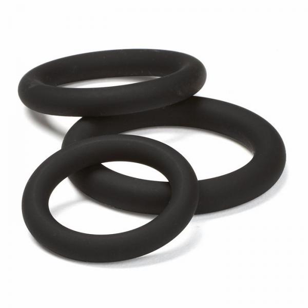 Cloud 9 Pro Sensual Silicone Cock Ring 3 Pack Black - Click Image to Close