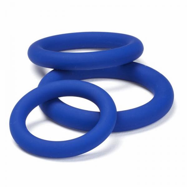 Cloud 9 Pro Sensual Silicone Cock Ring 3 Pack Blue - Click Image to Close