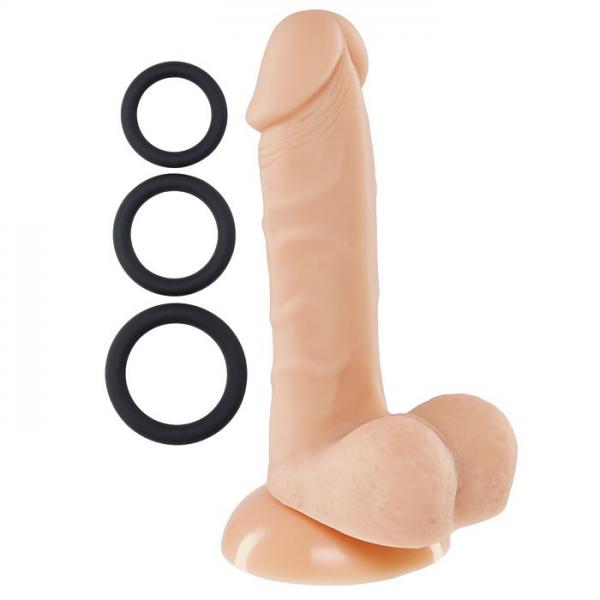 Pro Sensual Premium Silicone Dong 6 inch with 3 C-Rings Beige - Click Image to Close