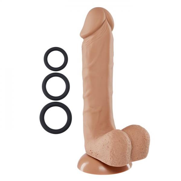 Pro Sensual Premium Silicone Dong Tan 8 inches with 3 C-Rings - Click Image to Close