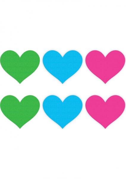 Neon Hearts 3 Pairs Assorted Color Pasties - Click Image to Close