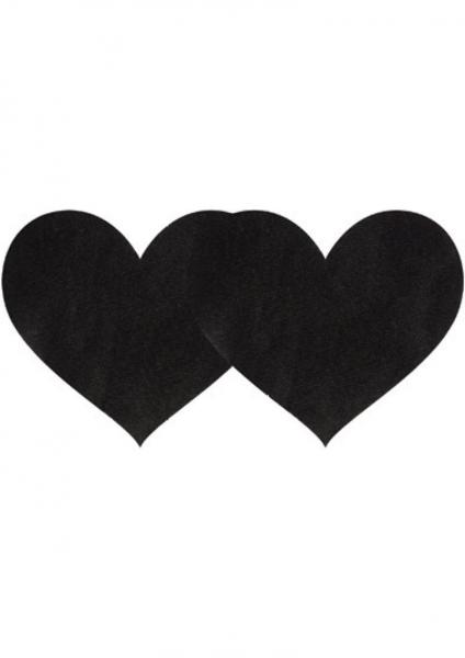 Pasties Black Satin Heart 2 Pack - Click Image to Close