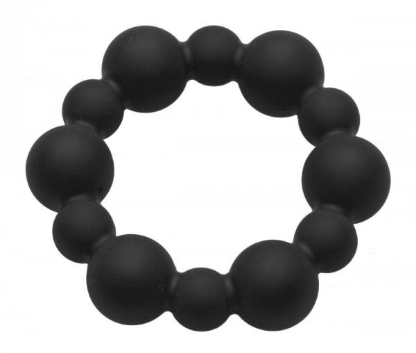 Shadow Silicone Beaded Cock Ring Black