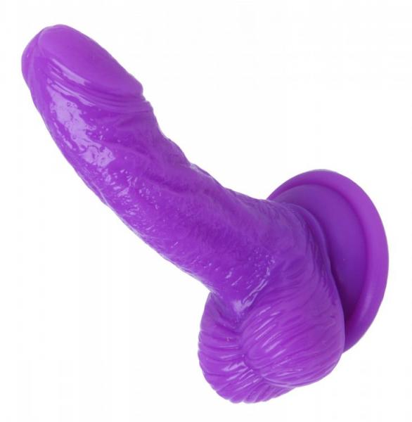 Silicone Curvy 4 inches Suction Cup Dildo Purple - Click Image to Close