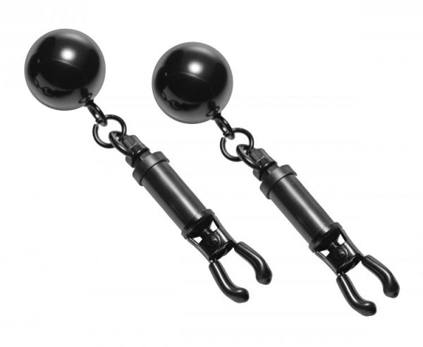 Black Bomber Nipple Clamps Ball Weights - Click Image to Close