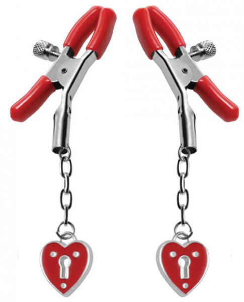 Charmed Heart Padlock Nipple Clamps - Click Image to Close