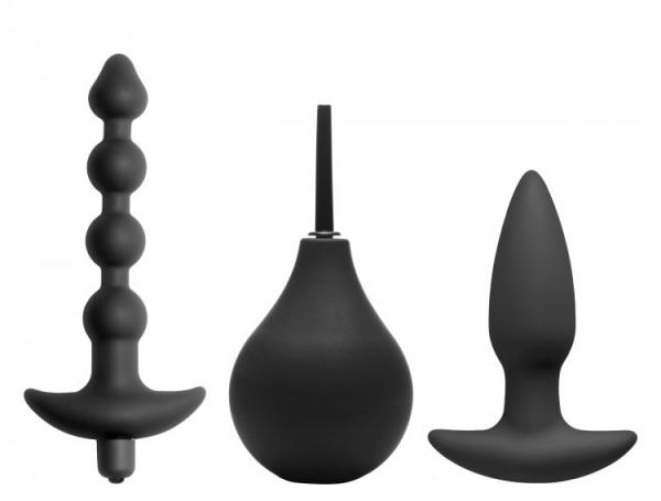 Prevision 4 Piece Silicone Anal Kit Black - Click Image to Close